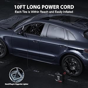 NEXPOW Tire Inflator Portable Air Compressor 150PSI 12V DC Air Pump with Dual Digital Pressure Gauge & Auto Shut-Off, Air Compressor Portable with LED Light for Car, Motorcycle, Bicycle, Ball and More