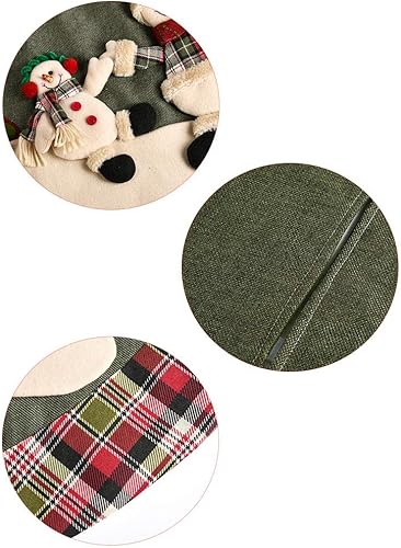 Miniatura 6 de Abbie Home Falda de árbol de Navidad verde de 48 pulgadas, bordado de lentejuelas con borde rojo y negro, falda de árbol extra grande, falda de