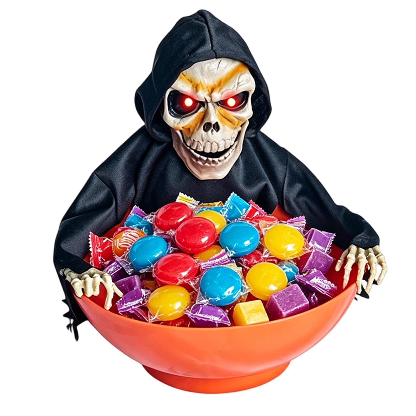 Generisch Porta caramelle per Halloween, decorazione con scheletro animato