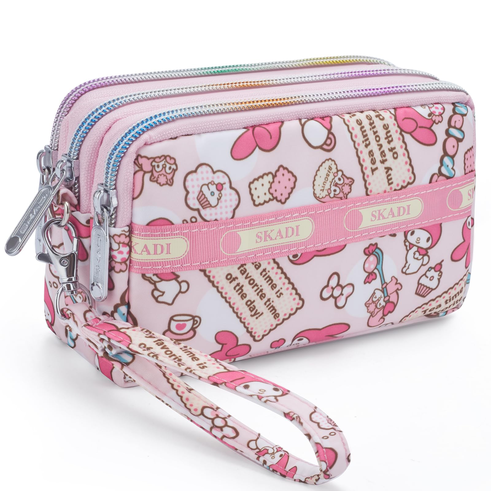 Multifunction 3 Layers Zipper Key Card Phone Pouch Coin Money Bag Purse Wallet (E)