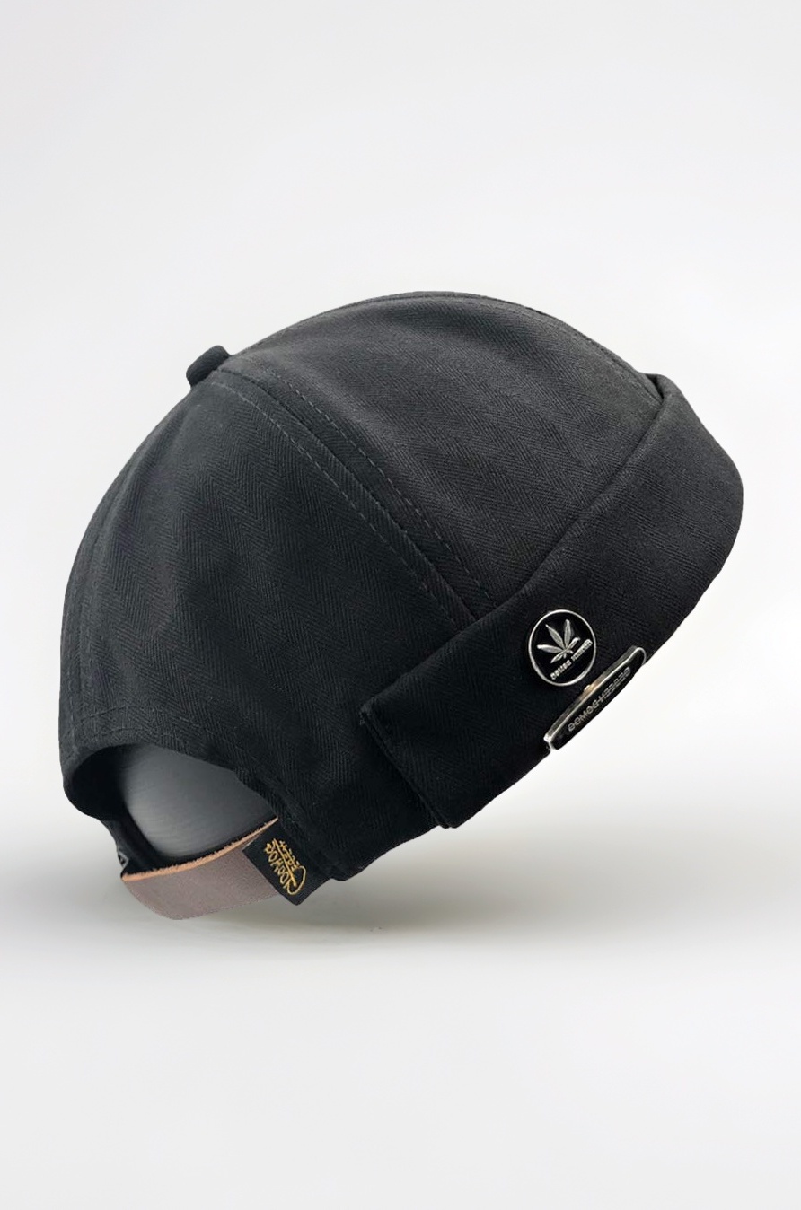 jerague Breathable Docker Beanie Hat Adjustable Leather Buckle Vintage Style Brimless Cuff Watch Cap