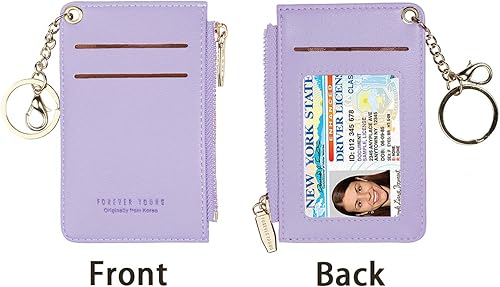 Miniatura 6 de Carteras pequeñas de cuero delgado para mujeres, tarjetero, cartera, monedero con llavero