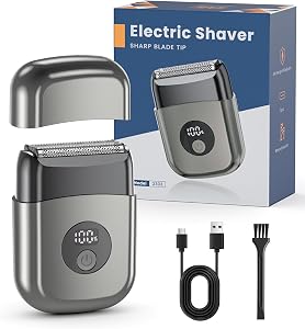 Electric Foil Shaver For Men: Portable electric razor men for Beard/Face - 3 Floating Blade USB-C Fast Rechargeable - Waterproof Wet Dry for Travel & Home