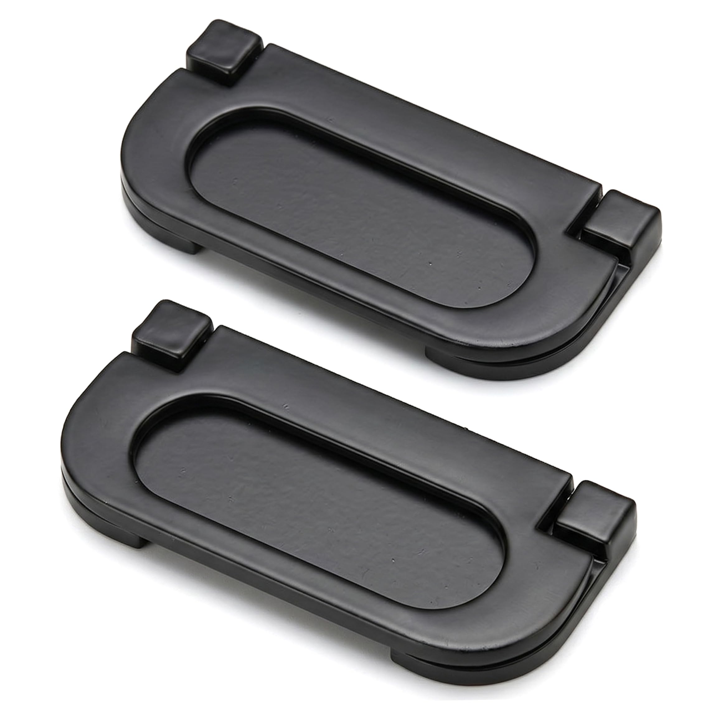 Recessed Door Pulls 2 Pack, Zinc Alloy Flush Pull Handles Flat Door Knobs for Tatami Drawer Cabinet, Matte Black