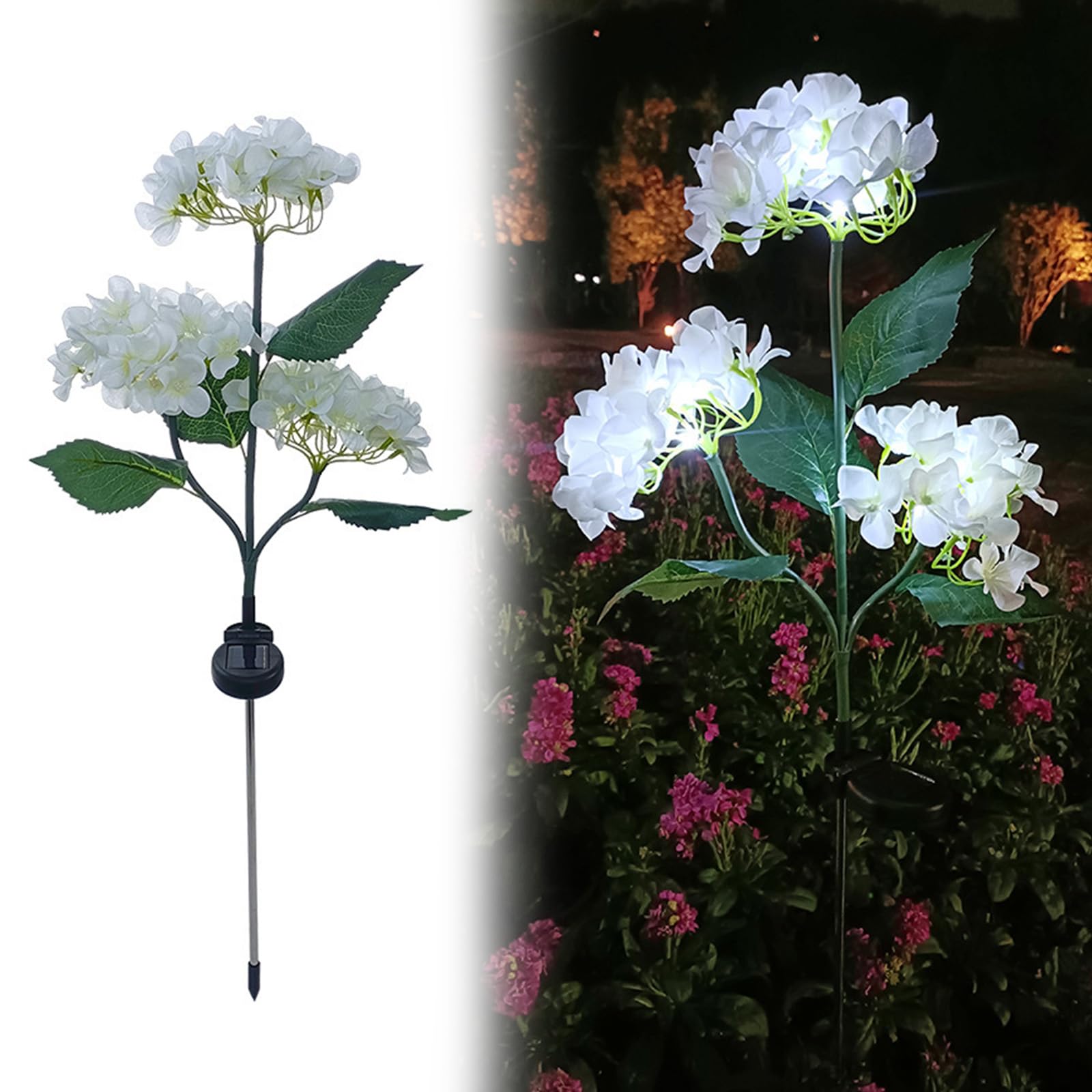 QUNZIDRESS Solar Garden Lights Outdoor Hydrangea Flower Lights, Colorful Ground Plug Hydrangea Flower Light for Pathway Patio Backyard Landscape Yard Decor, Garden Decoration, 10H Lighting Time