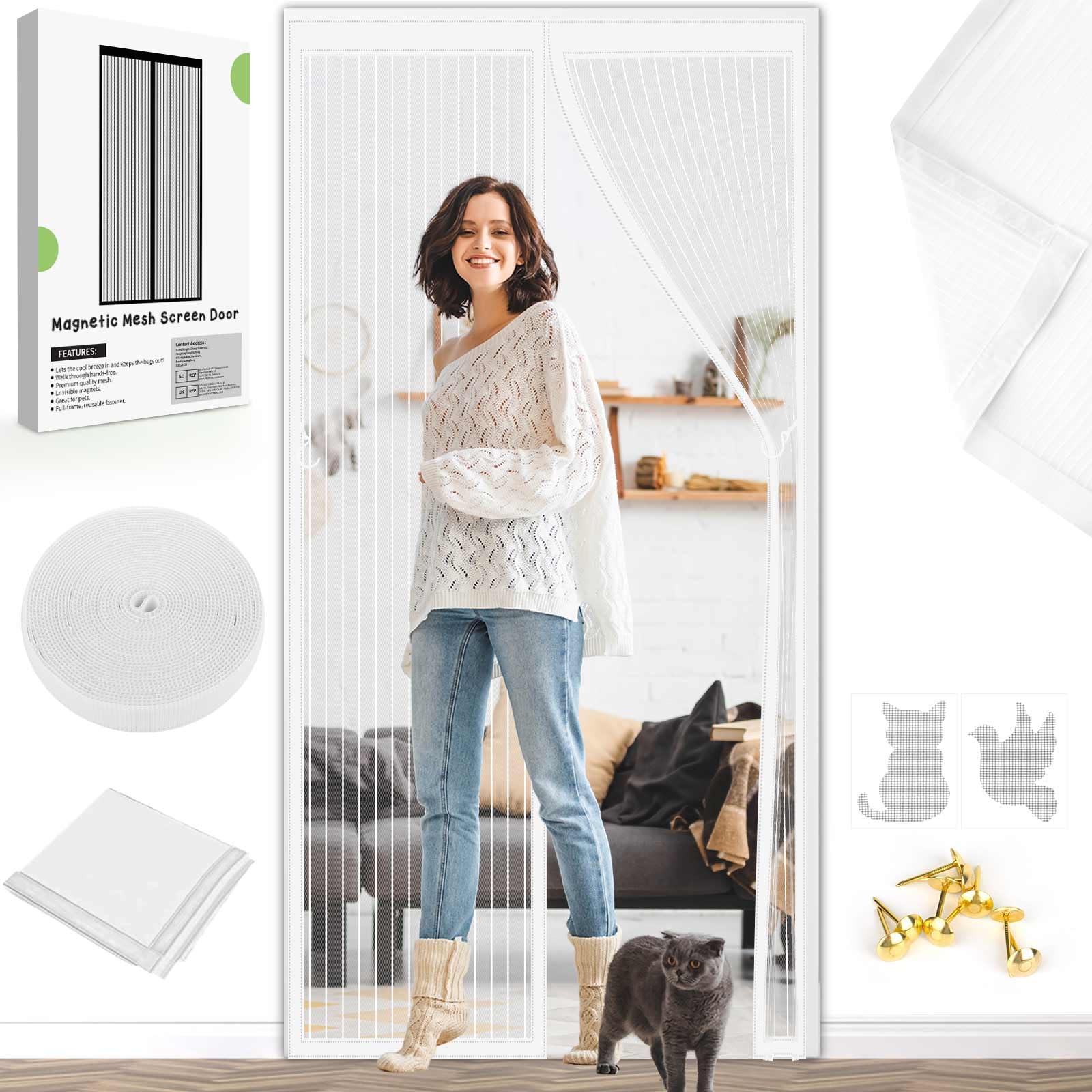 Moustiquaire Magnétique Pour Portes 275x200cm Rideau Anti Mouche Rideaux Aimantée Sans Percage Facile à Installer Pour Cuisine/Salon/Chambre Noir