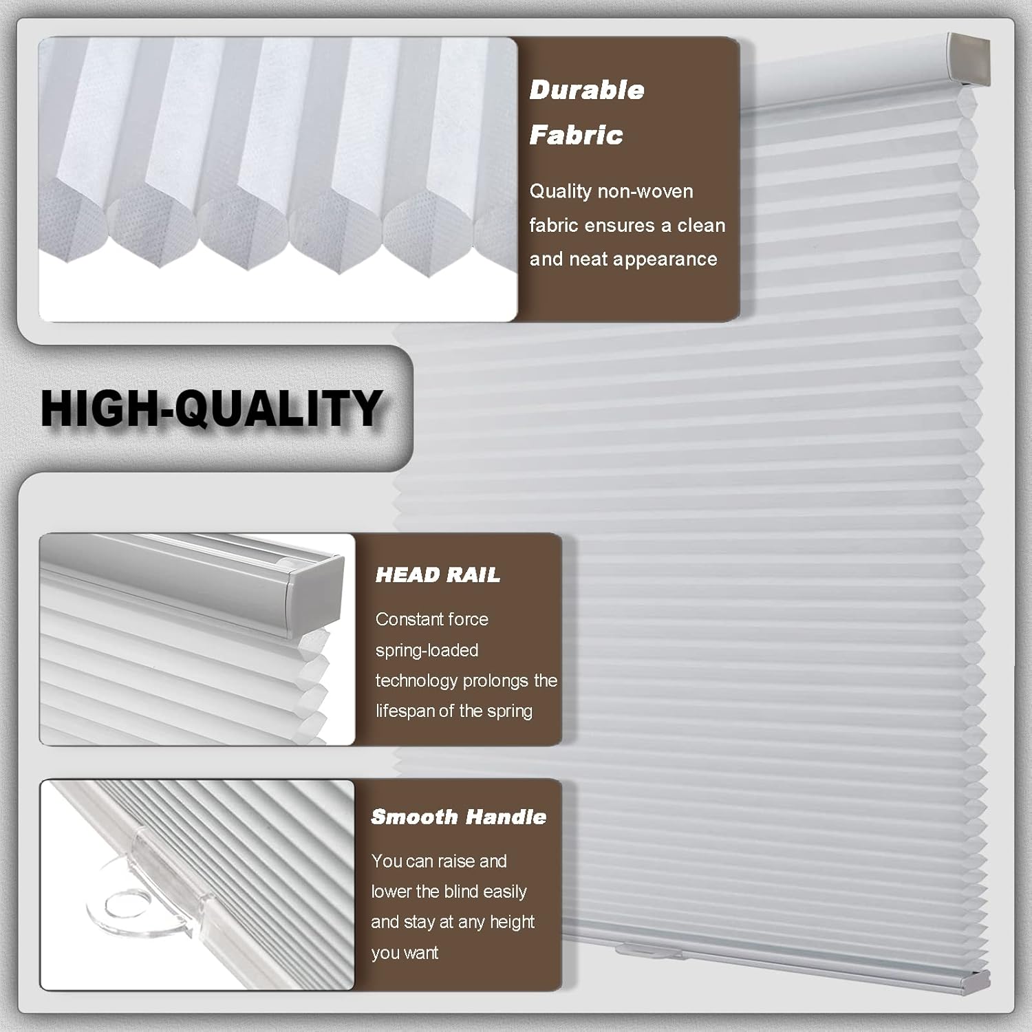 Custom Cordless Cellular Shades for Windows Blinds, Cordless Blinds Honeycomb Blinds for Home, Room Darkening Cellular Door Blinds for Kitchen, Easy to Install (Light Filtering, White)