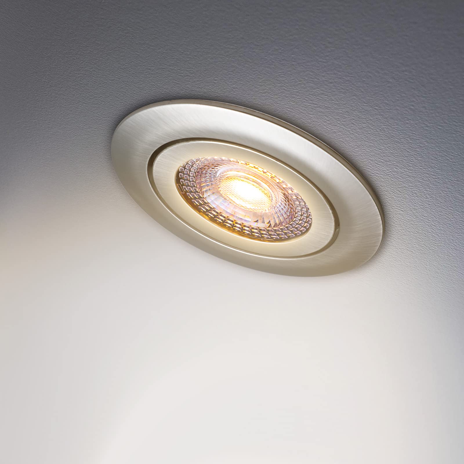 Monzana 12x Focos LED Empotrables Planos Regulables 68mm Luz de Techo Giratorio Blanco cálido 3000K Plata