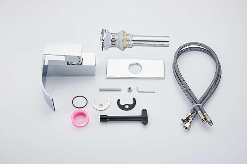 Miniatura 6 de Skybathjoy Grifo de lavabo de baño de un solo agujero, boquilla de cascada cromada, grifos de baño de acero inoxidable para fregadero, 1 agujero,