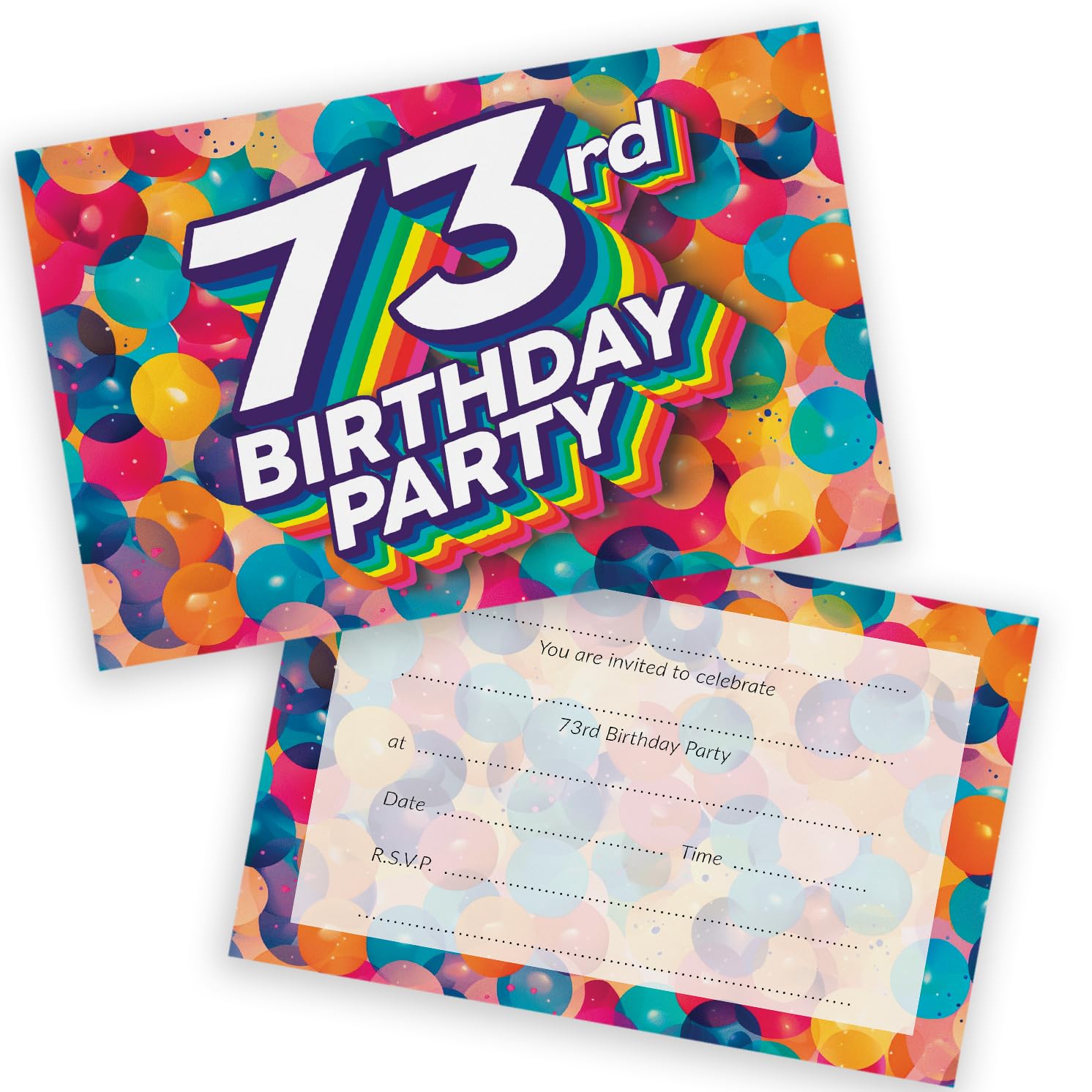 73rd Birthday Party Invitations Men Women - Rainbow Balloons 20 Pack - Adults Birthday Invitations for Friends Family A6 Bday Party Invites Invitation Cards with Folding Envelopes