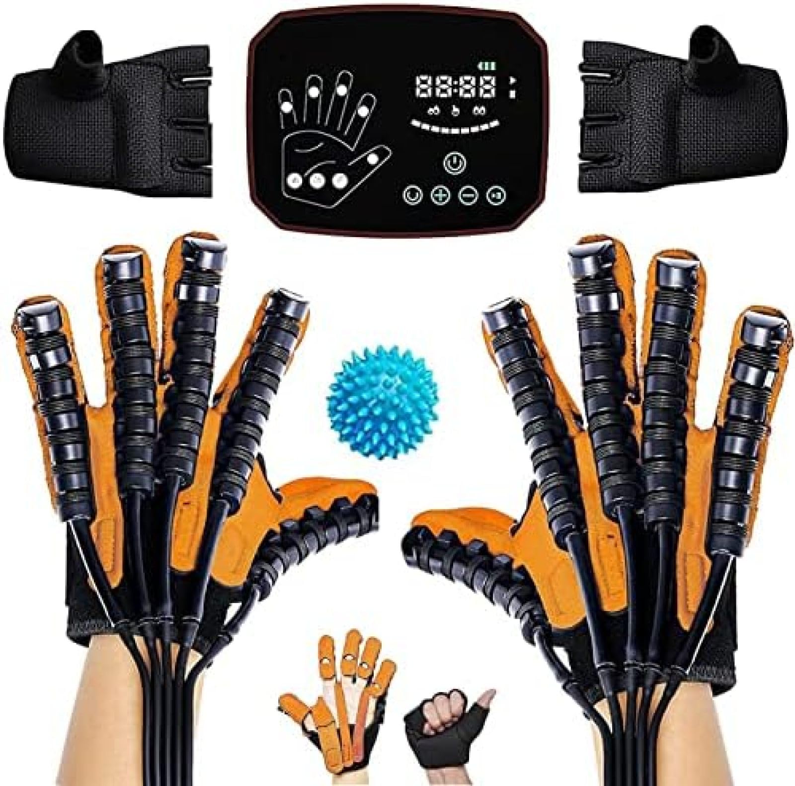 Rehabilitación De Dedos Carrera Ambas Manos Entrenamiento Rehabilitación Robot Guantes Carrera Hemiplejía Férula De Mano Ortesis De Dedo Para Aliviar El Dolor De Muñeca Y Pulgar,Naranja,S si