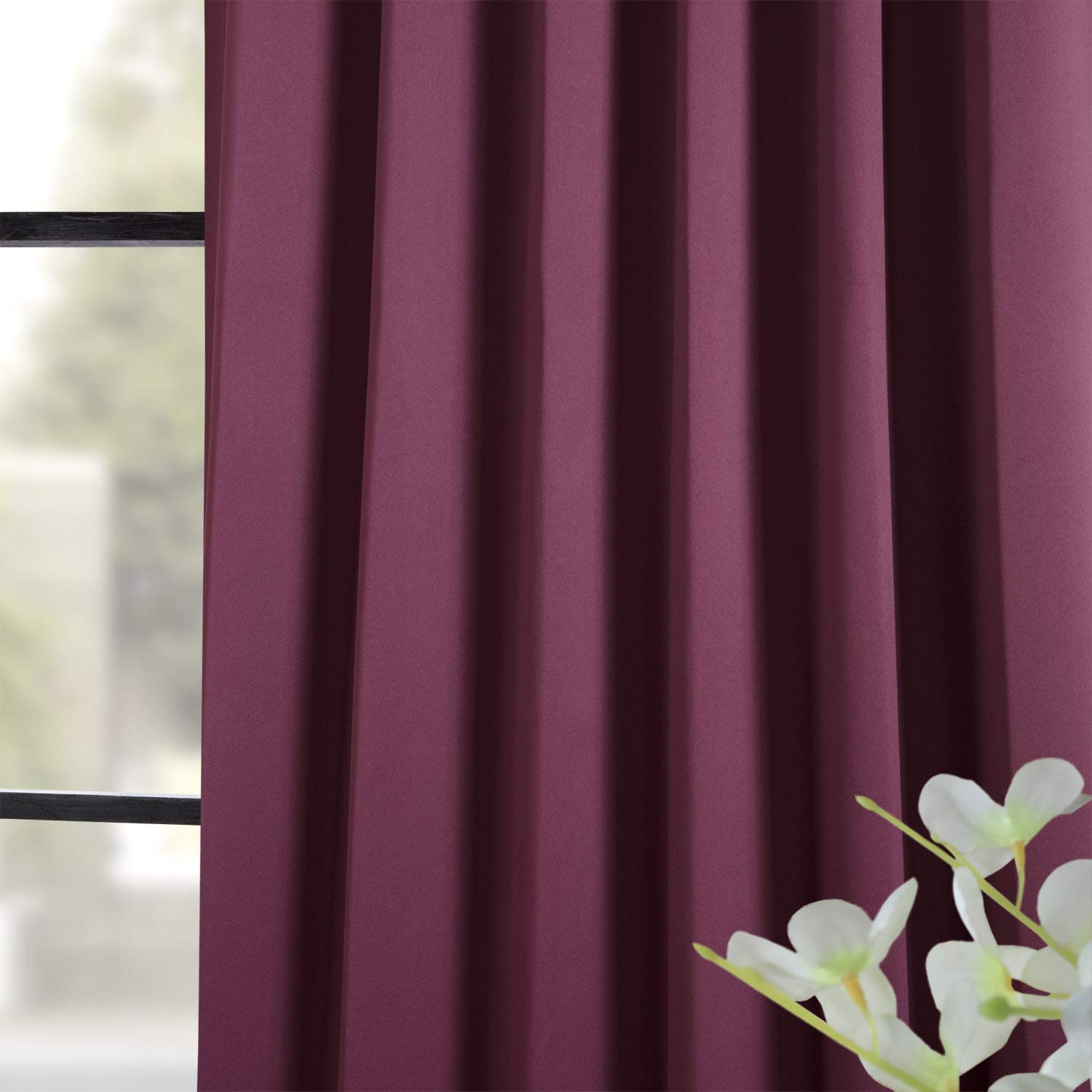 HPD Half Price Drapes Zasłona zaciemniająca do pokoju, sypialni i salonu (1 panel), 125 x 275 cm, kolor Aubergine