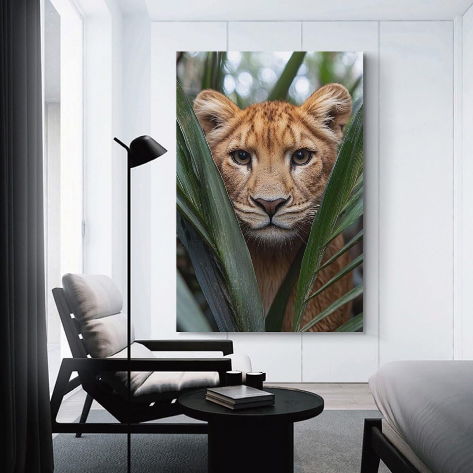 Junmoney Wall Art Print Lion Cub Portrait in The Jungle, 08x12inch(20x30cm), for Bedrooms, Workspaces And Everyday Interiors, Stylish Home Artwork for Focal Walls