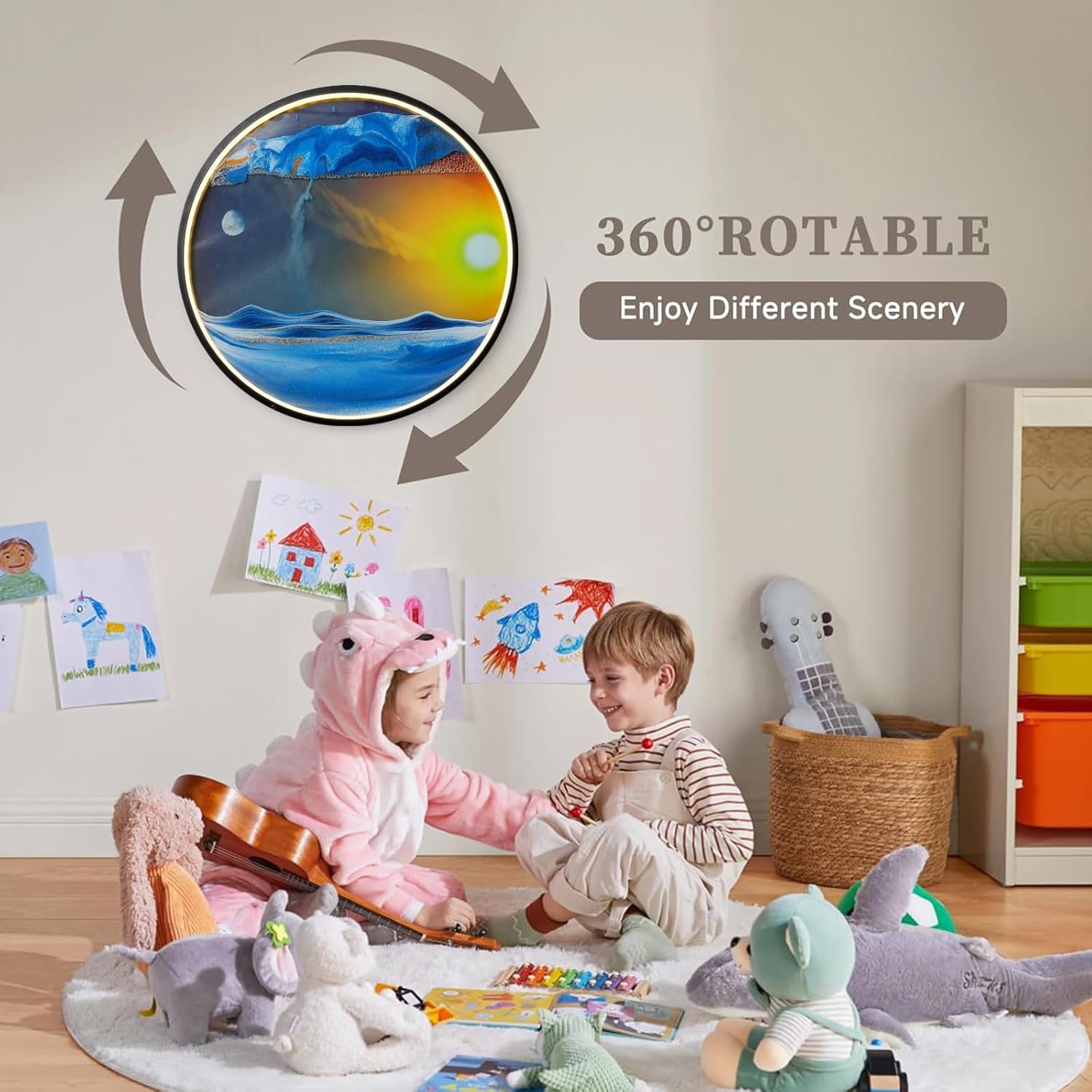 Sand Art Liquid Motion, Moving Sand Art Decor Picture, Wall Mounted Sculpture, Relaxing Mood Home Office Work Wall Decor, Kids' Sand Sets Gifts