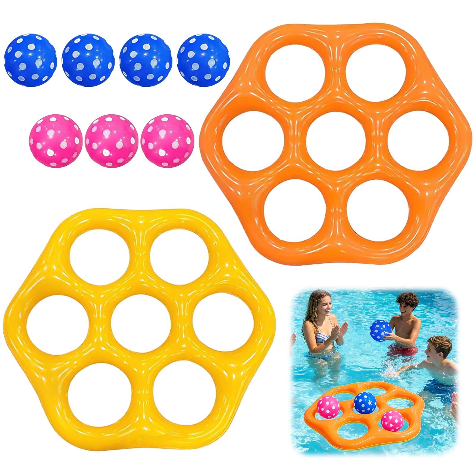 Falafoty Floating Water Toss Target Inflatable Ring Toss Game, Inflatable Water Float Ball Toss Toy Outdoor Pool Throwing Game for Beach Lake Backyard Party Activity,Family Beach Vacation Summer Play