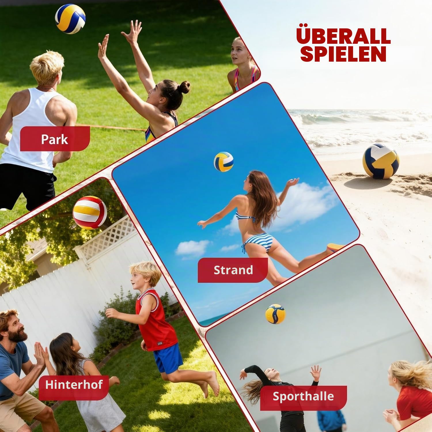 Volleyballnetz 305x93x217cm höhenverstellbar drinnen draußen