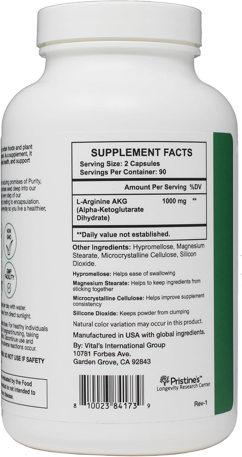 PRISTINE'S L Arginine Supplements for Men & Women - 1000mg Capsules 90 Day Supply Nitric Oxide & Pre Workout Amino Acid Support - Image 9