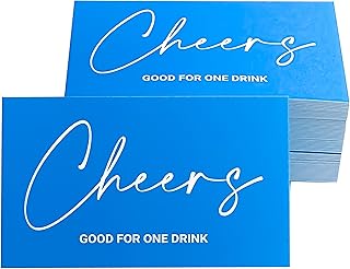 RXBC2011 Cheers Card Drink Token Beverage Coupon Cards for Party Wedding Halloween 2x3.5 Inch Pack of 100 Skyblue