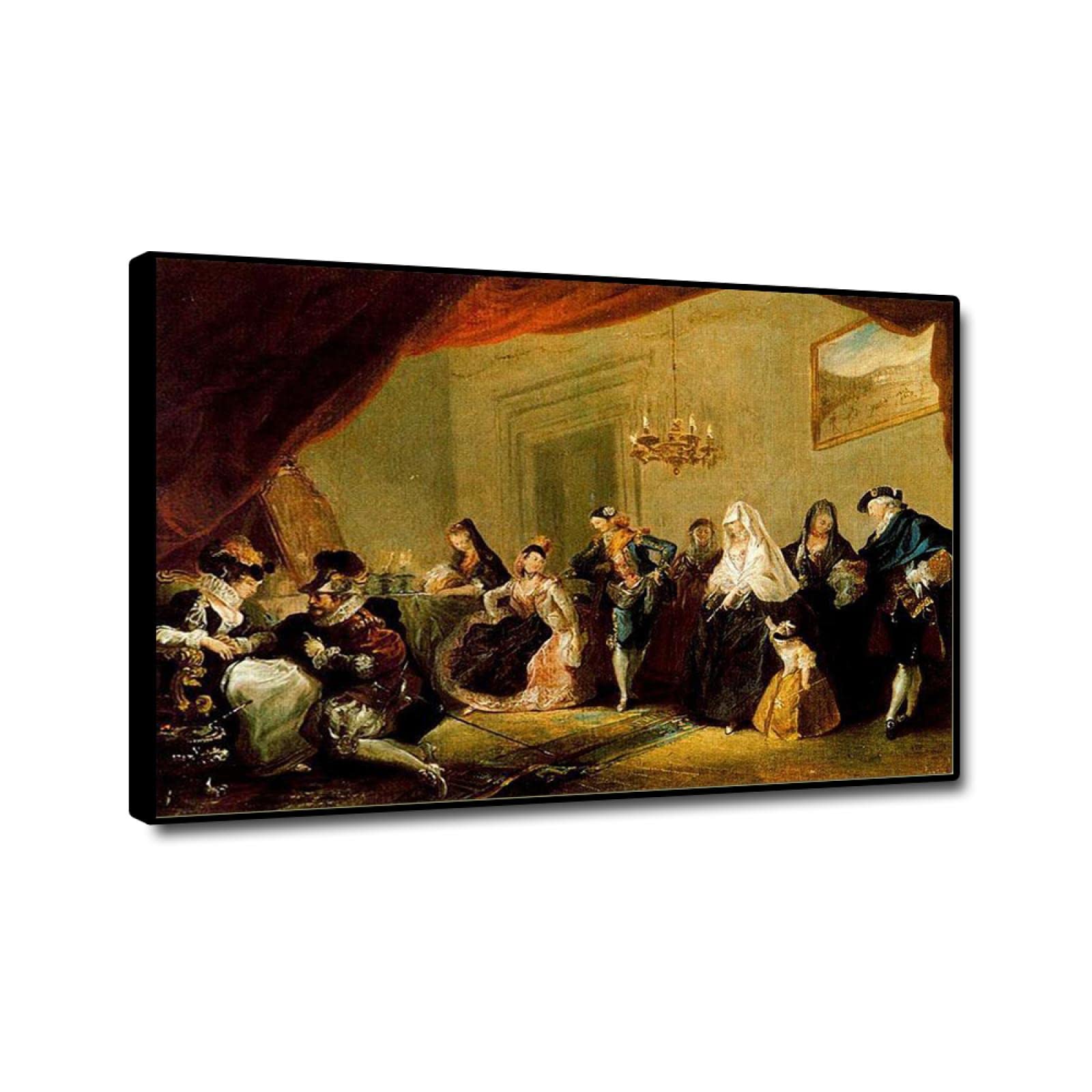 HEIMAO Impresiones en lienzo rococó. Obra Luis Paret y Alcázar. Ensayo de una obra de arte de comedia Cuadros de pintura para sala de estar 40x60cm Marco negro