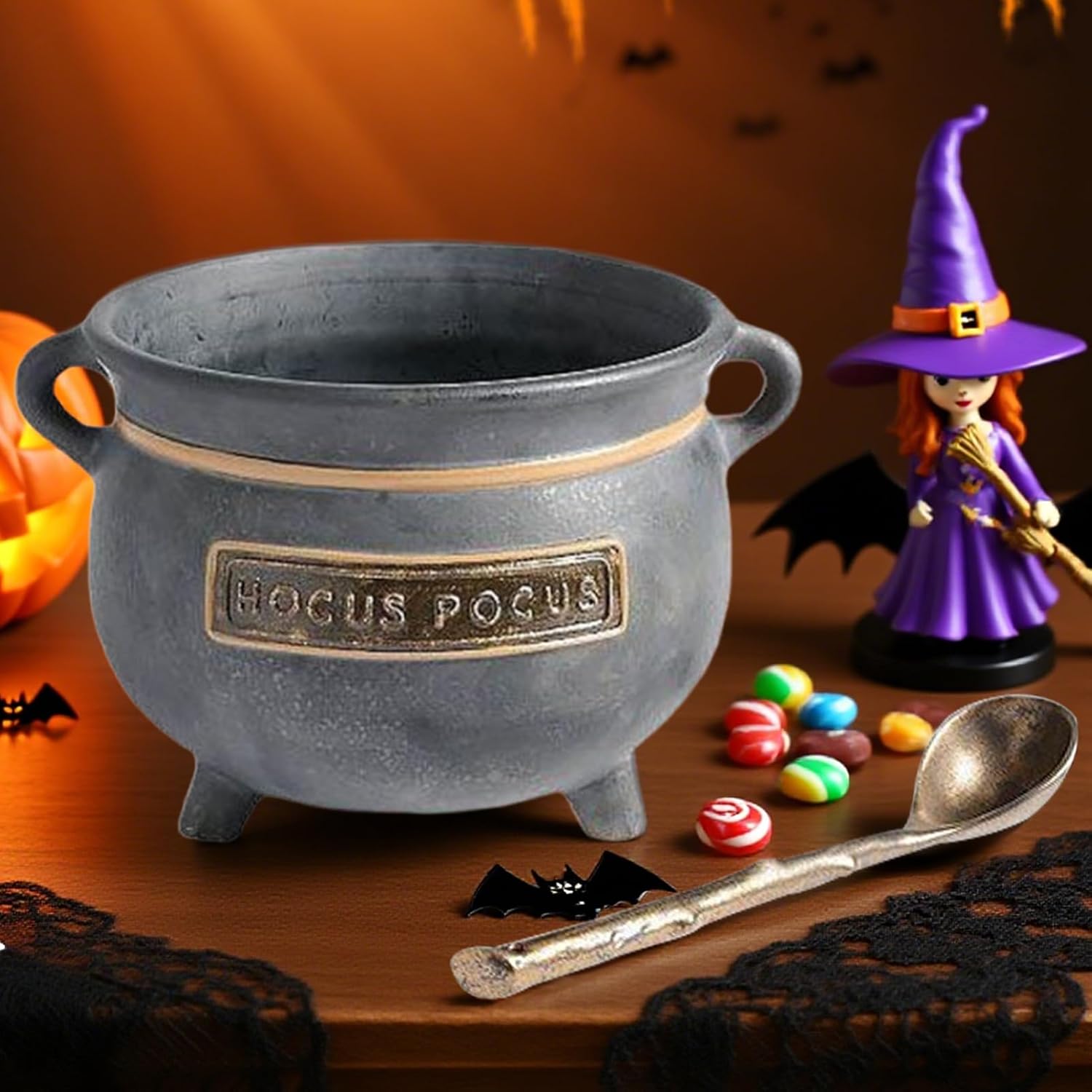 サービングボウル &ndash; ハロウィンスナックホルダー 魔女大釜スタイル | ホラーデザートディスプレイコンテナ フルーツ用 ゼリー ポッ