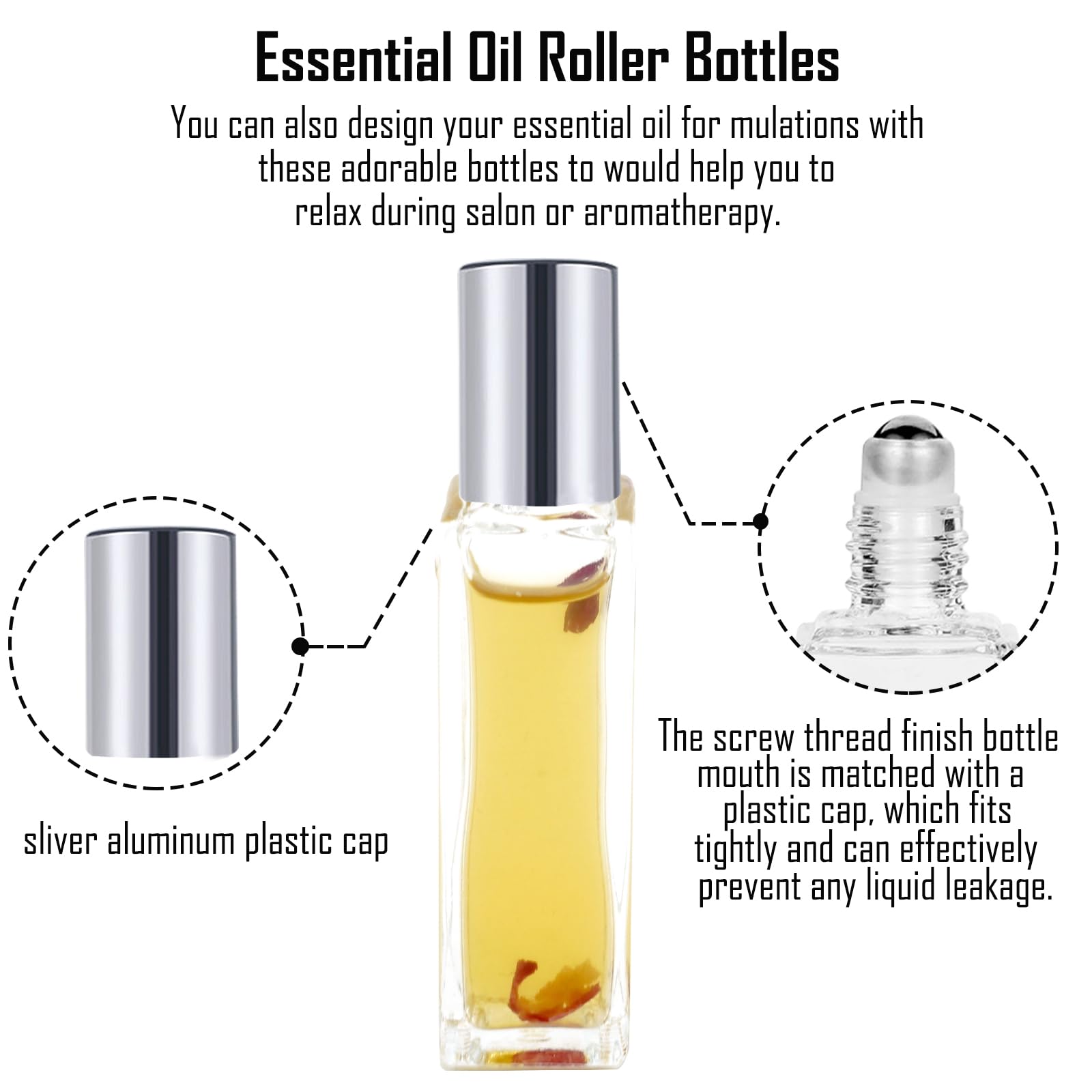 Rollerflaschen für ätherische Öle, 10 ml, Glasrollerflaschen mit Edelstahl-Rollkugeln, leere Flaschen, auslaufsicher, Roll-on-Flaschen mit 5 Trichtern für Reisen, Parfüm, ätherisches Öl