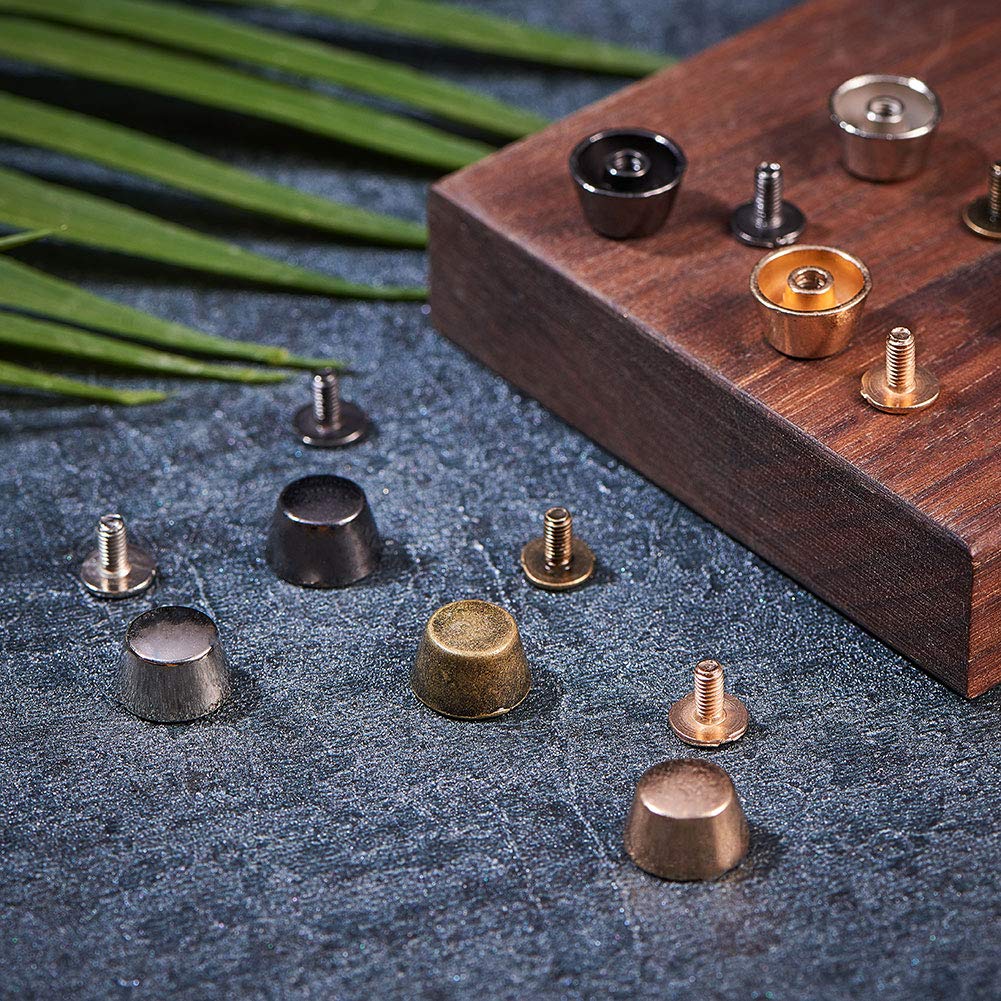 PH PandaHall 20 Sets Alloy Spike Purse Feet - 5 Color DIY Leather Craft Rivets For Bags & Accessories