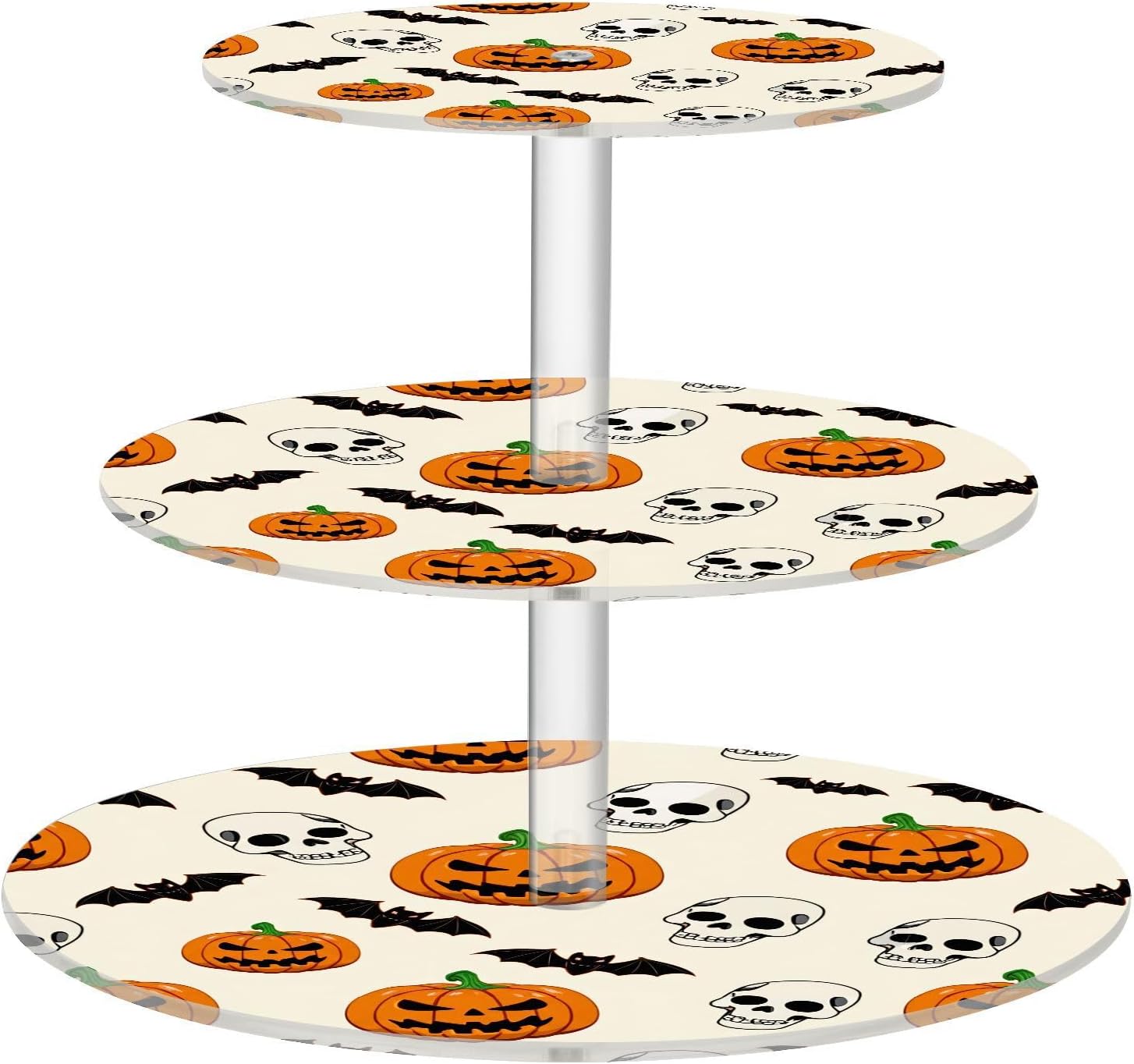 Pumpkin Skull Bats Halloween 3 Tier Acrylic Cupcake Stand, Cupcake Stand for 34 Cupcakes for Weddings, Christmas,Holidays,Parties,Birthday,Printed Cupcake Tower 23300949