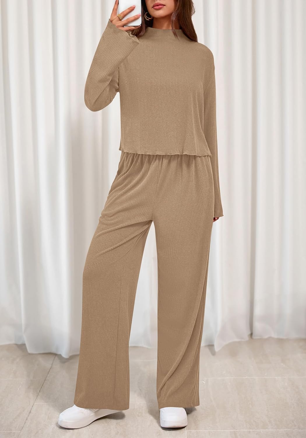 BTFBM Women's Two Piece Outfits 2025 Fall Trendy Sweatshirt Pants Tracksuit Jogger Sweatsuit Lounge Matching Sets - Image 5