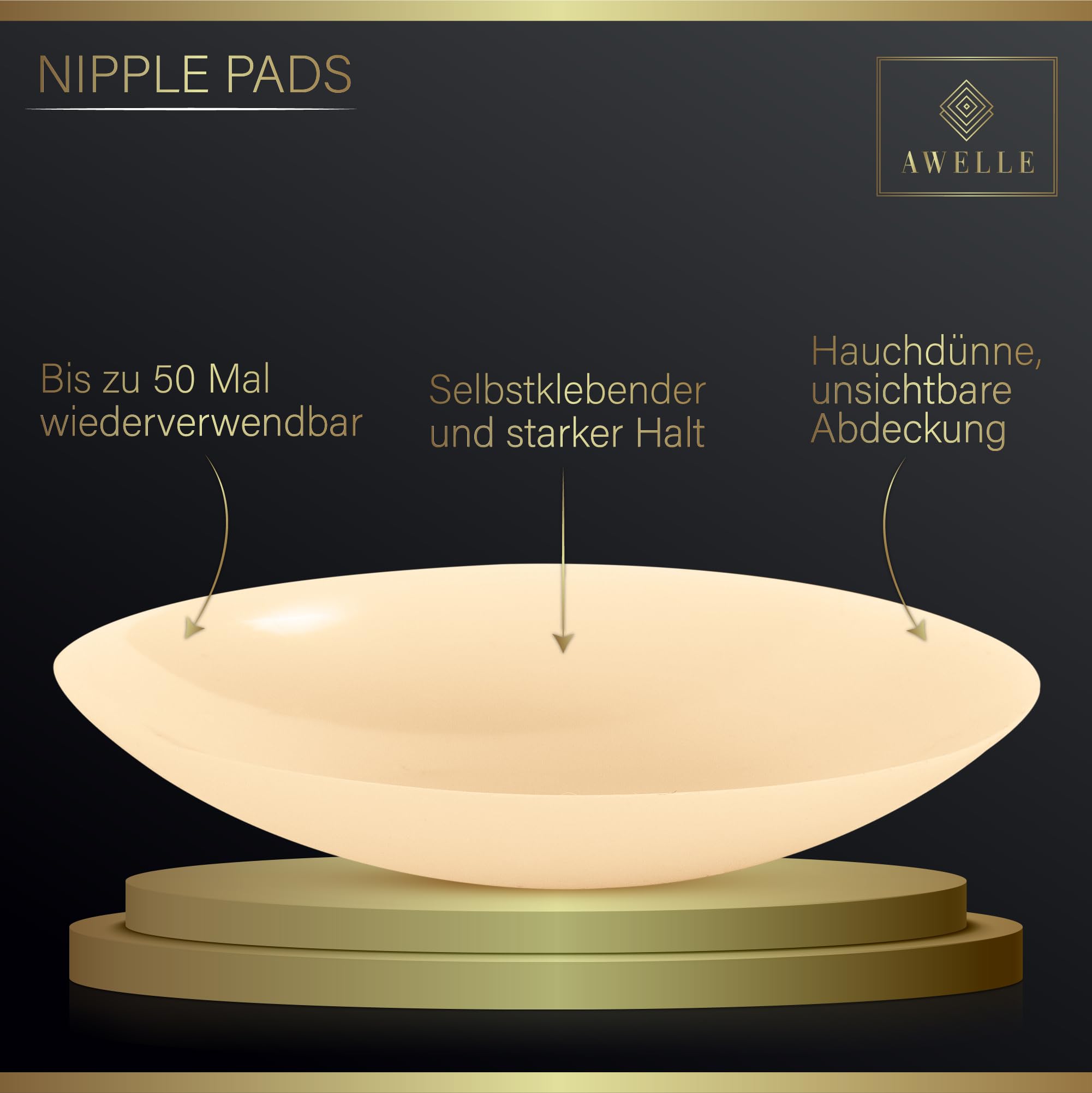 AWELLE Boob Tape Set – taśma na klatce piersiowej bez pleców, z super samoprzylepnymi podkładkami na sutki i 20 paskami, samoprzylepny biustonosz również do dużych piersi