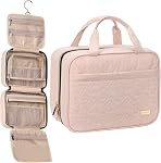 NISHEL Sac de toilette de voyage pour les femmes, organisateur de suspension portable pour shampooing complet, conditionneur, brosses, accessoires de maquillage, grande taille, noir