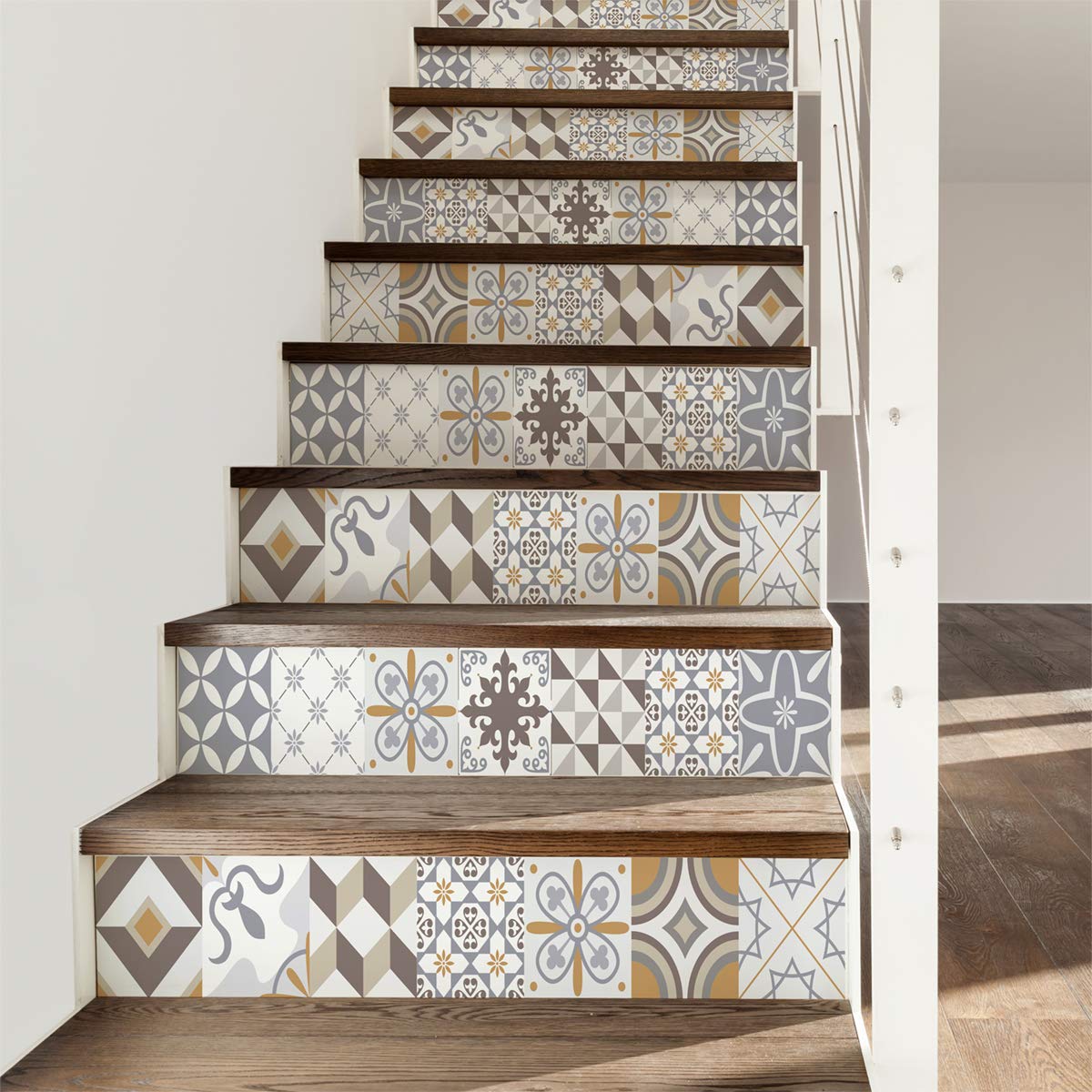 Ambiance Sticker Adesivi per scale e piastrelle di cemento Harisia – 2 strisce da 18 cm x 126 cm