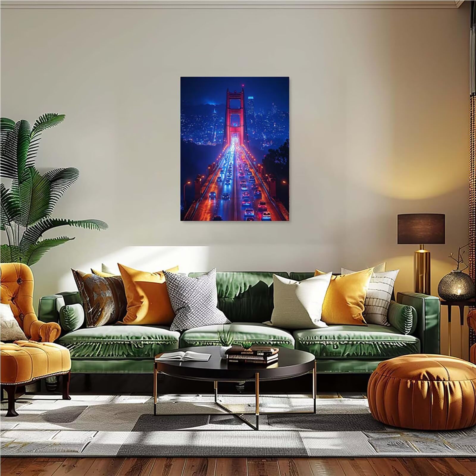 Malowanie według numerów dla dorosłych z ramą Brooklyn Bridge, malowanie według numerów nocny DIY malowanie według numerów zestaw pędzli, kreatywne hobby dla dorosłych, prezent do domu 90 x 120 cm D