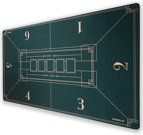 SLOWPLAY Tapete de póquer Texas Hold'em de 47 x 27 pulgadas  Mesa de póquer portátil con impresión Art Deco, superficie lisa de primera calidad,