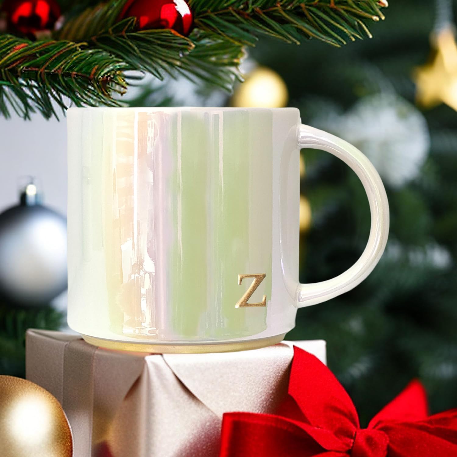 COLLECTIVE HOME - Taza de café de cerámica, tazas galvanizadas coloridas, letras minúsculas personalizadas en relieve, acabado multicolor brillante, ideal para regalos únicos, (z)