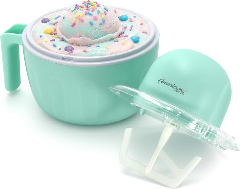 Elite Gourmet Americana Pint Perfect EIM1205M Taza para congelar de 1 pinta, menta | Prepara yogures helados, sorbetes y helados; incluye recetas para postres individuales.