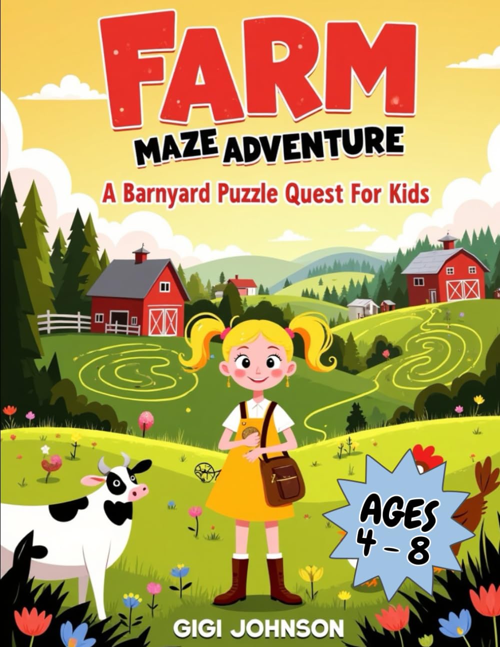 Farm Maze Adventure: A Barnyard Puzzle Quest for Kids Ages 4–8 | Featuring 50 Mazes With Solutions