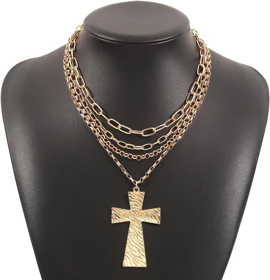 Multilayer Gold Chunky Cross Pendant Necklaces for Women Punk Large Crucifix Choker Necklaces Adjustable Big Cross Chain Necklace Jewelry Accessories - Image 6