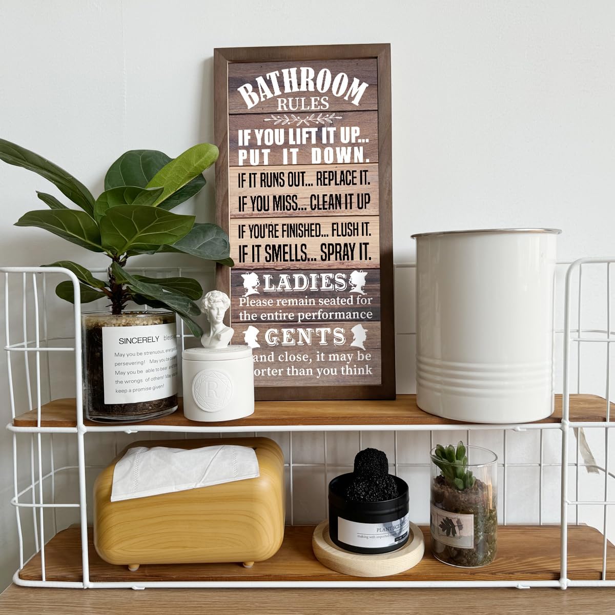 Rustic Wood Sign - Bathroom Rules, Farmhouse Decor, Accessories image 4