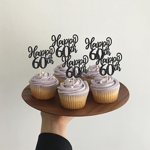 Miniatura 10 de 24 piezas de decoración de cupcakes con purpurina de seis saludos a 6 años de edad, número 6, cumpleaños, cumpleaños, aniversario, fiesta,