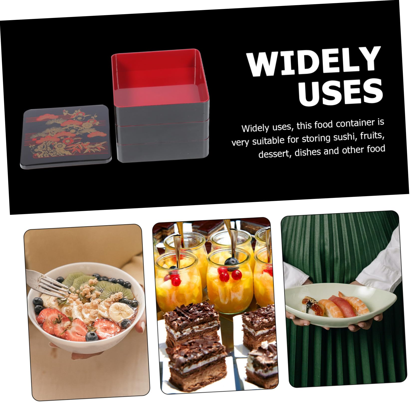ULTECHNOVO Boîte Bento Japonaise Trois Abs Alimentaire Boîte Sushis Haute Qualité Avec Triple Compartiment Pratique Pour Repas Professionnels Et Pique-