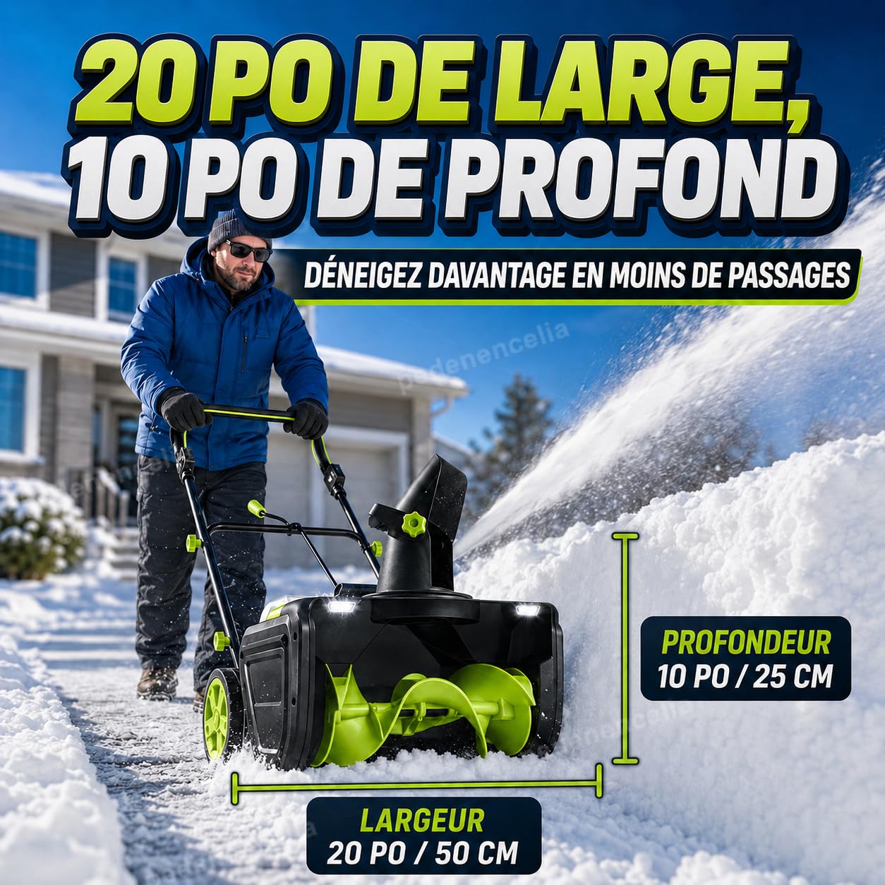 Fraise à Neige sans Fil, Moteur sans Balais 4batteries