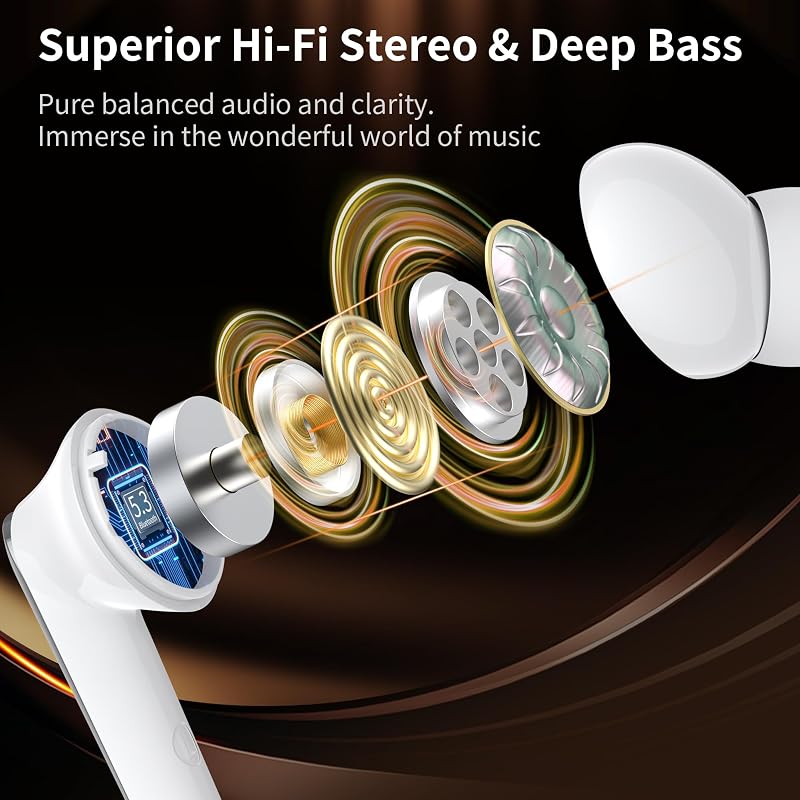 Monster N-Lite 203 AirLinks Wireless Earbuds,Bluetooth 5.3 Headphones,Wireless Earphones with HiFi Stereo, 30H Playtime, HD Mic for Clear Calls, IPX6 Waterproof in-Ear for Workouts, Commuting, Game image 3