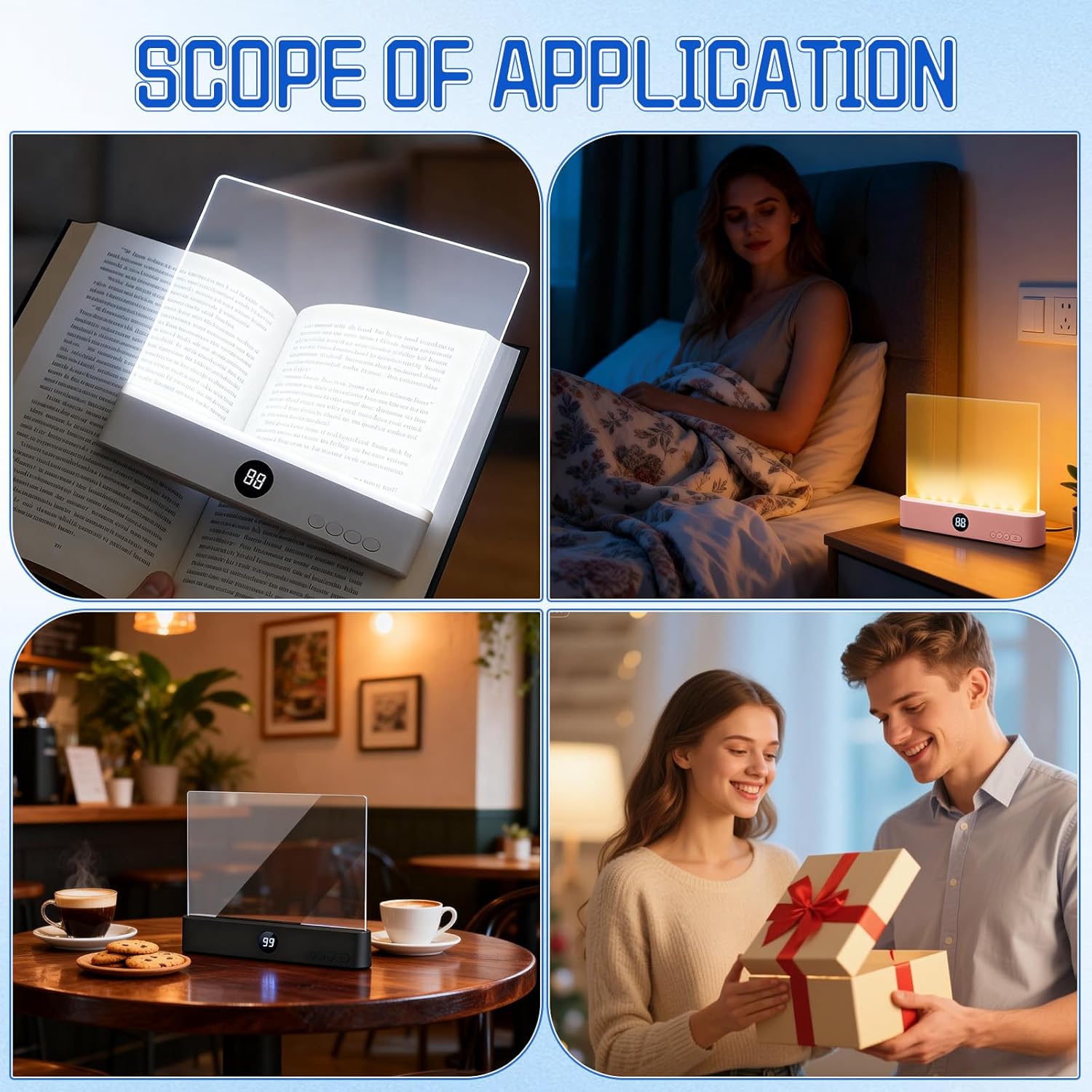 LED Reading Light, Rechargeable Clear Flat Book Light with 3 Colors & Timer, Dimmable Book Lights for Reading at Night, Doodleable Panel Plate Lamp Full Page Lights, for Book Lovers (Pink)