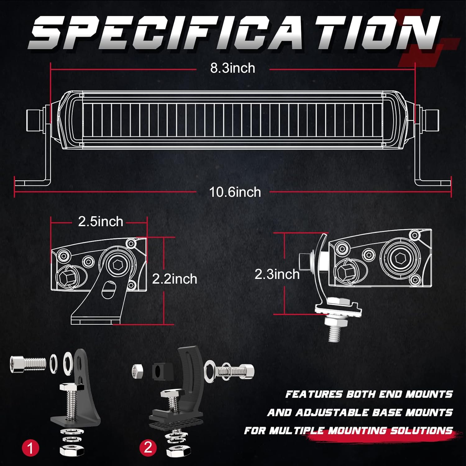 OFFROADTOWN 9'' Single Row LED Light Bar Off Road Lights with Wiring Harness Super Slim Fog Lights LED Work Light for UTV ATV Truck Chevy Honda Polaris