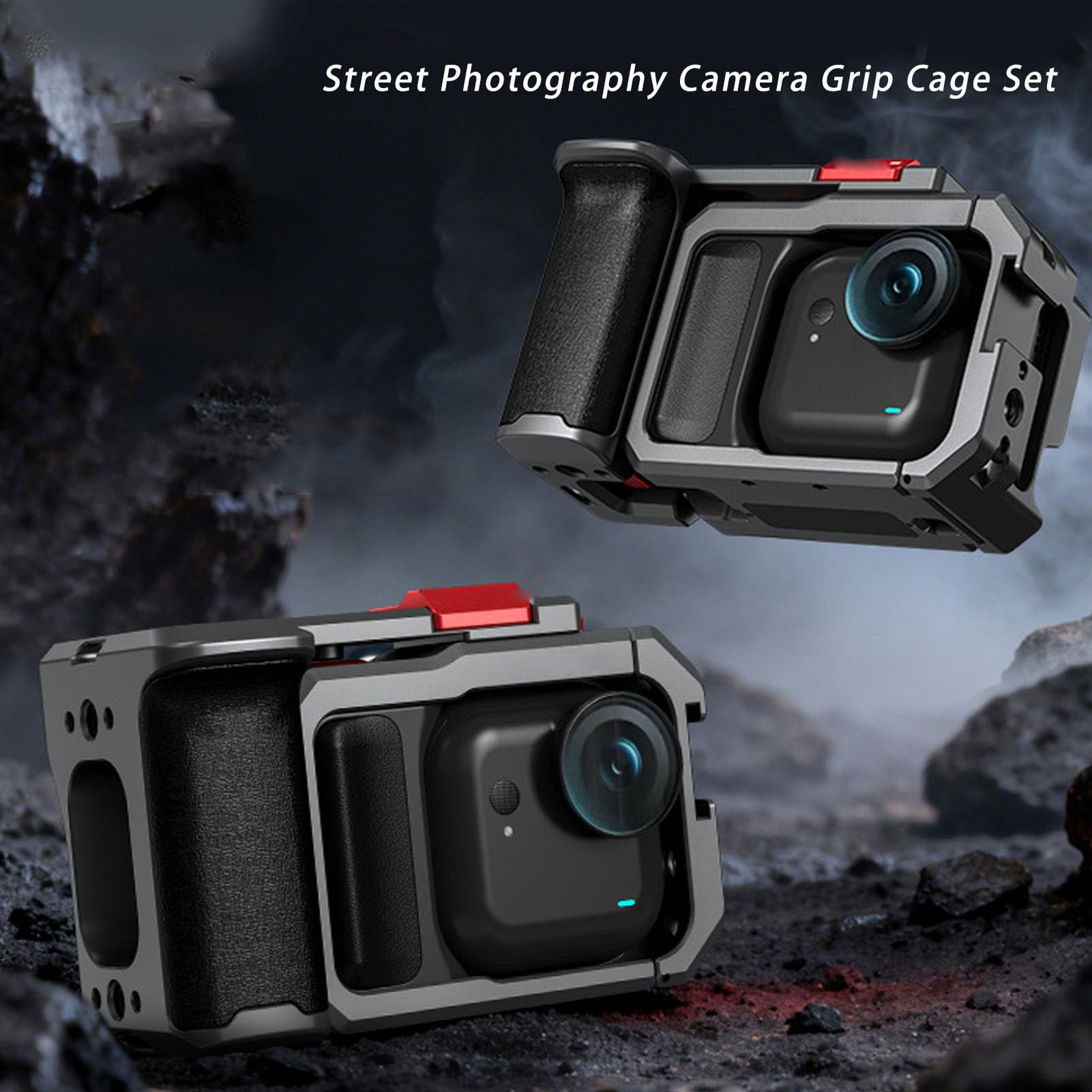 VBESTLIFE Kit Street Grip per Insta GoUltra, Gabbia per Fotocamera in Lega di Alluminio con Protezione Antiurto, Impugnatura in Silicone, Supporto per Slitta Fredda e Cinturino da Polso