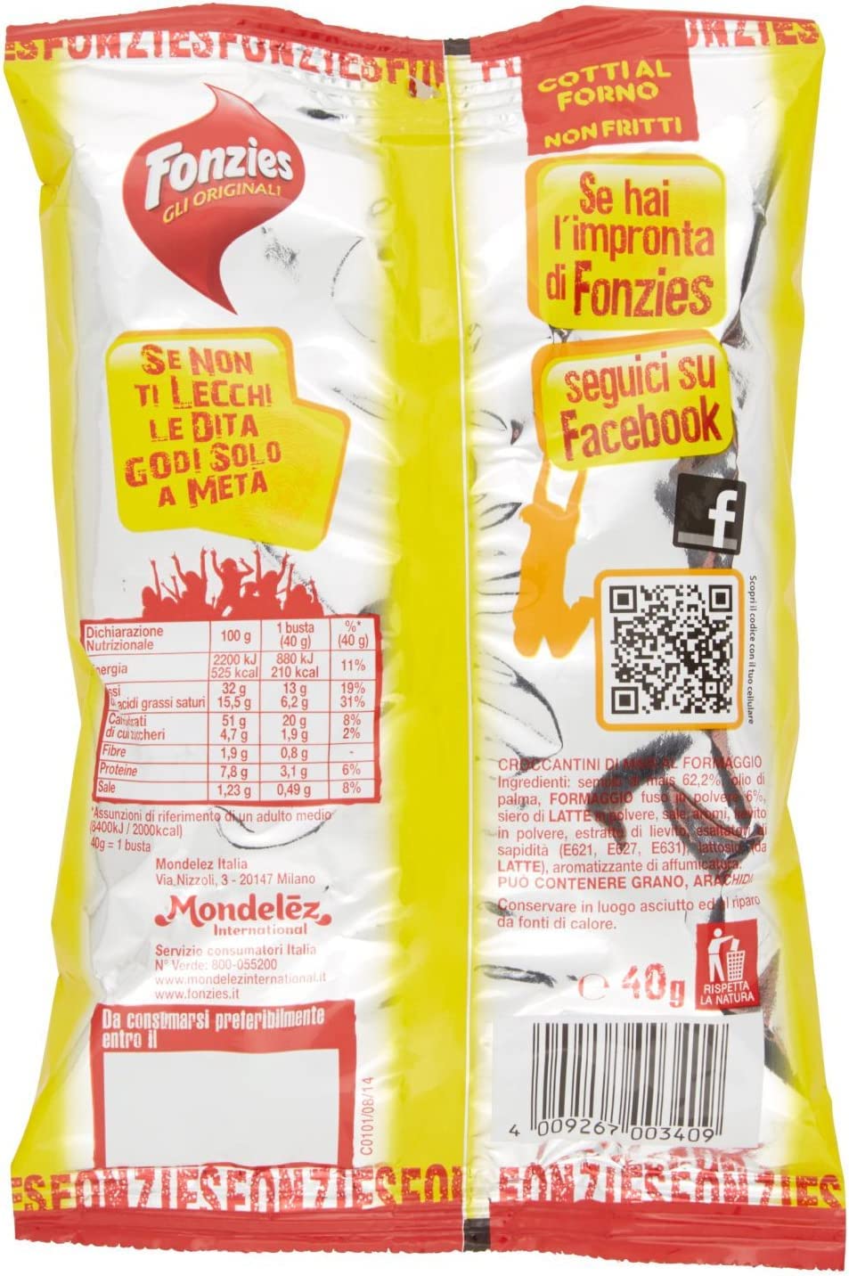 Fonzies Gli Originali - 50 snack di mais con gusto di formaggio, 40 g