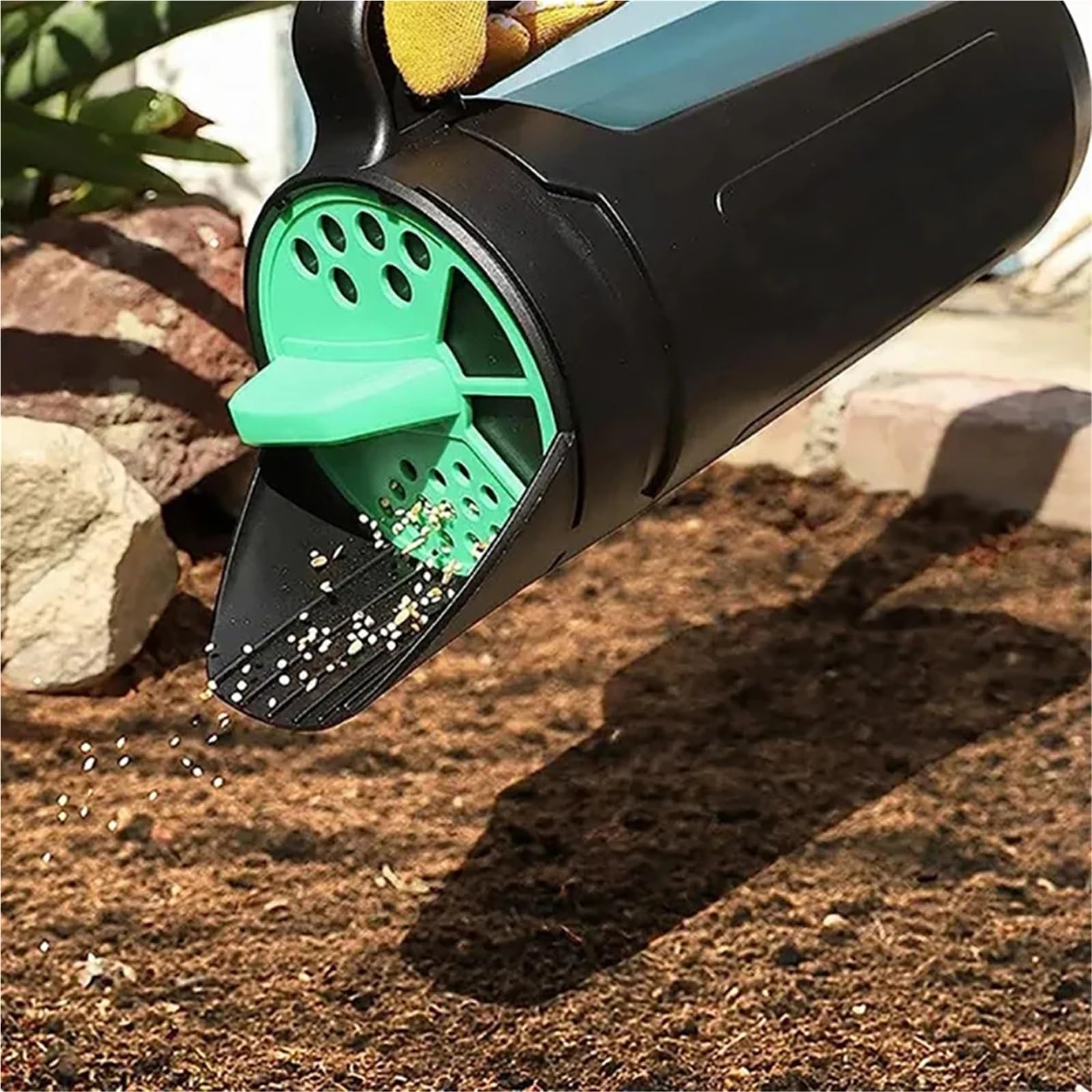épandeurs de Jardin Épandeur de semences portatif Semoir Manuel pour Gazon Tailles d'ouverture réglables Engrais pour Gazon jusqu'à 80 oz pour Glace salée Semoir