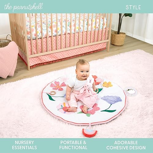Miniatura 4 de The Peanutshell Paquete de guardería sábana para cuna y tapete floral para el tiempo boca abajo y decoración de guardería y manta de seguridad de