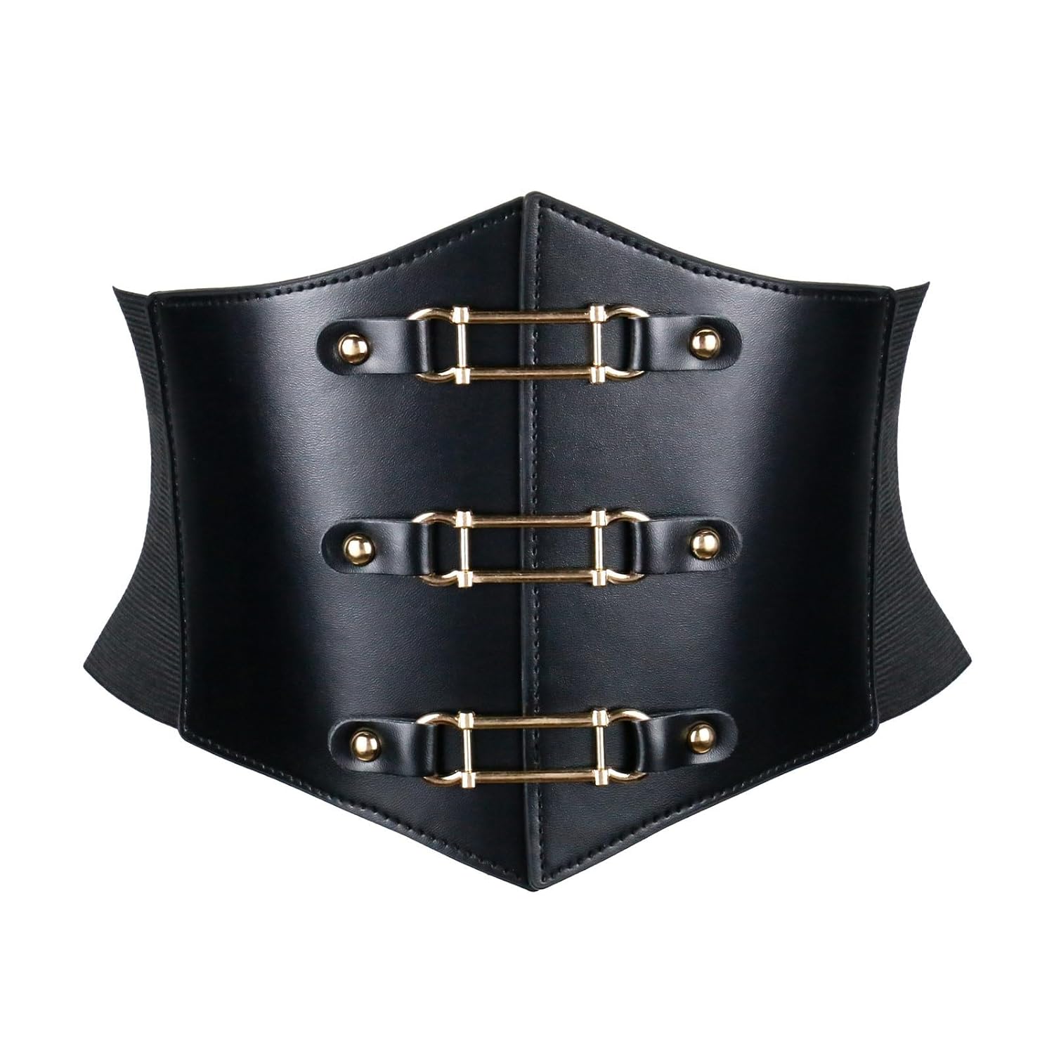 TICIFEN Women Corset Belt Metal Heart-Ring Wide Elastic Waspie Waist Belt for Daily Cosplay Halloween Costumes Gothic