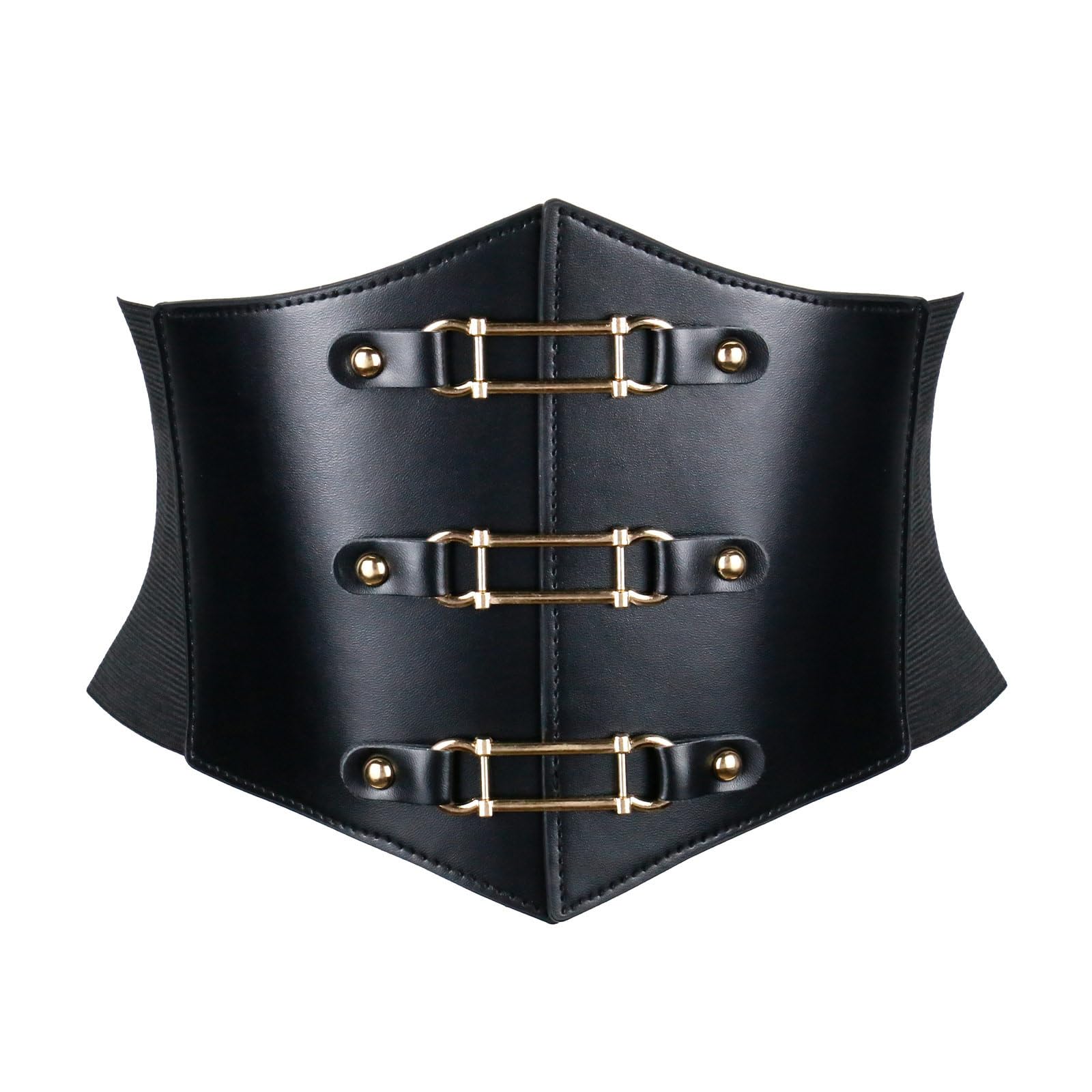 TICIFEN Women Corset Belt Metal Heart-Ring Wide Elastic Waspie Waist Belt for Daily Cosplay Halloween Costumes Gothic